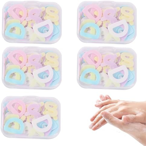 LOMSUXA 5 Cajas de Jabón de Papel Portátil, Hojas de Jabón Desechables para Lavado de Manos, Mini Láminas de Jabón para Viajes, Camping, Senderismo y Actividades al Aire Libre, Aromas Mixtos