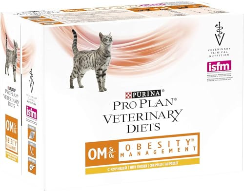 Purina Pro Plan Veterinary Diets OM Obesity Management gatto | 10 x 85 g | Buste fresche con pollo| Può aiutare e supportare la gestione del peso