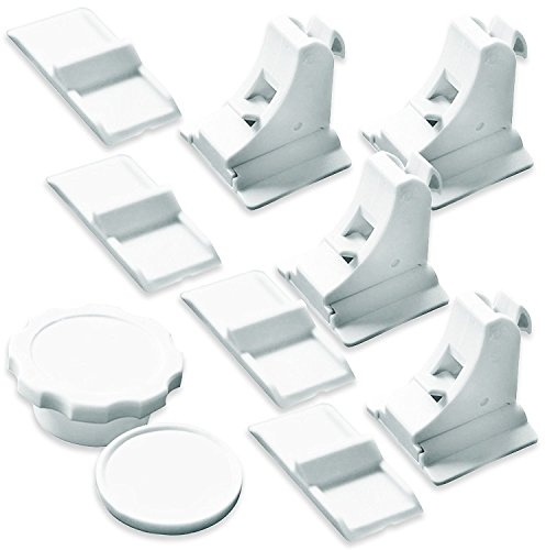 NEVEQ Magnetische Kindersicherung Schrank Tür, Sicherheitschlösser für Schubladen. Türsicherung und Schranksicherung für Baby, Schrankschloss mit Klebeband, 4 Sicherheitschlösser & 1 Schlüssel