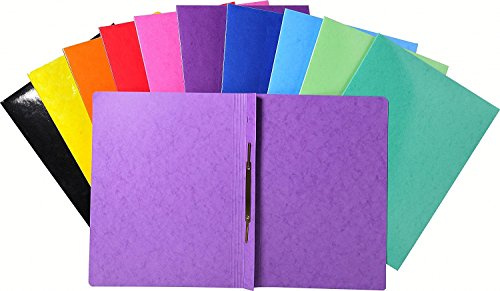 Exacompta 380800B Schnellhefter (Iderama, beschichteter Premium-Manila-Karton, wasserabweisend, 355g, A4+, 24 x 32 cm) 25 Stück zufällige farben (farbig sortiert, 10 Stück)