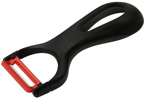 FACKELMANN Pelador, Pelador con mango ergonómico negro, ayudante de cocina, hoja cerámica, para frutas y verduras, 1ud.