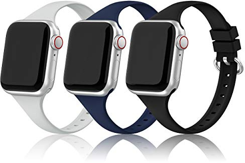 PARMPH 3 Packs Sport Strap Compatible with Apple Watch Strap 38mm 40mm 41mm 42mm(Series 10), Soft Silicone Slim Strap Replacement Watchbands for iWatch Series 10 9 8 7 6 5 4 3 2 1 SE Women Men