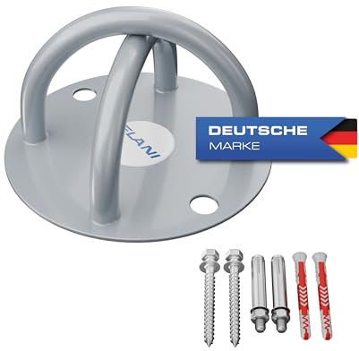 ELANI Deckenhalterung extra robust mit Markendübeln für verschiedene Wandarten - Wandanker für Fitnessbänder, Slackline Wandbefestigung für Theraband gym hak