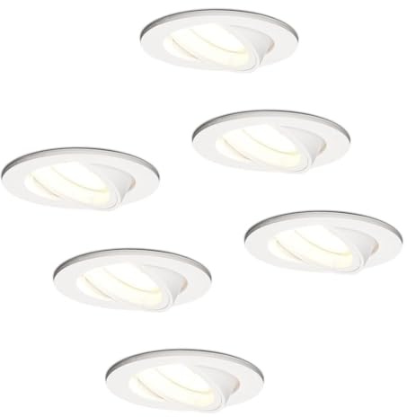 HOFTRONIC - 6er LED Einbaustrahler 230V Schwenkbar Dimmbar Weiß Neutralweiß Lichtfarbe Deckeneinbauleuchte GU10 6x345lm Einbauspots IP20 für innenbereich - Deckeneinbaustrahler, Wohnzimmer und Büro