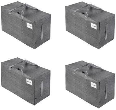 VENO 102 Liter Große Aufbewahrungstasche mit Deckel, Strapazierfähige Griffe und Reißverschlüssen für Umzug, Kleideraufbewahrung, Hausbedarf, wasserabweisend (Grau, 4er-Pack)