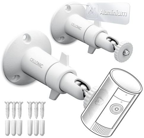 CELLONIC 2X Kamera Wandhalterung kompatibel mit Arlo, kompatibel mit Eufy, kompatibel mit Wyze – Aluminium-Schwenkhalterung mit 1/4-Gewinde, für Innen & Außen