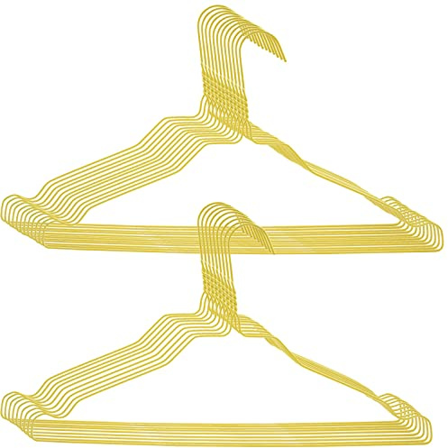 RSR Hangers Perchas de alambre de metal, 50 unidades, color amarillo monocolor, juego de perchas de alambre de metal, 40 cm, ahorro de espacio