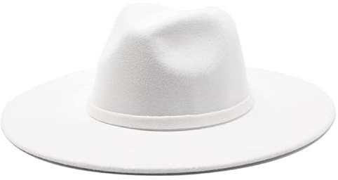 MYLPDZSW HHF Caps & Hüte Herbst und Winter Woolen Big Brim Jazz Hut Damenmode Freizeit Big Brim Filzhut Herren Jazz Filzhut (Farbe : Weiß)