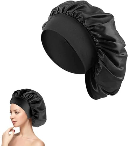 Silk Hair Wrap for Sleeping, Hair Bonnet, 1pcs Night Sleep Cap for Women Girls, Hair Care Head Cover Elastic Hat for Black Curly Hair.
