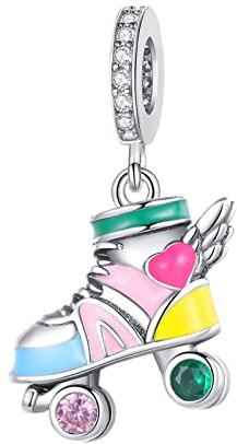 Annmors Charm para pulseras Plata Ley 925 con Circonita Cúbica para mujeres collares regalo Roller Skates Abalorios con Navidad San Valentín día la madre Abalorios regalo para mujeres y niñas