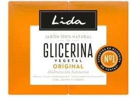 Lida - Jabón en Pastilla 100% Natural de Glicerina | Jabón Sólido para Manos | Limpia, Protege e Hidrata en Profundidad todo Tipo de Pieles | Elaboración Tradicional - Pack 2 Unidades