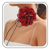 TseenYi Rose Blume Samt Choker Halskette Vintage Rote Rose Choker Halskette Große Blume Samt Halskette Goth Rote Blume Wildleder Halskette Lange Wickeln Neckalce Schmuck Für Frauen Und Mädchen