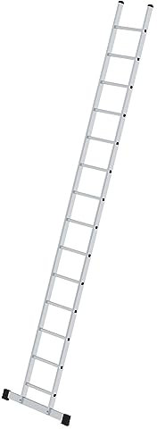 PROREGAL Sprossen-Anlegeleiter mit Standard-Traverse | 14-Sprossen | Leiter, Teleskopleiter, Trittleiter, Bockleiter, Sprossen-Doppelleiter