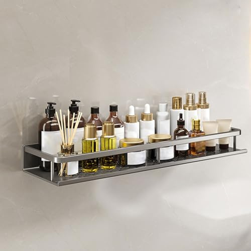 VIOLK Estanteria Ducha Sin Taladro,Montaje En Pared con Gancho Extraíble Autoadhesivo Drenaje Rápido Estantería para Baño Y Cocina Estanteria Baño Sin Taladro, (Color : Gray, Size : 60cm)