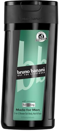 bruno banani Made for Men 3 in 1 Shower Gel per uomini con profumo rinfrescante e acquatico, 250 ml
