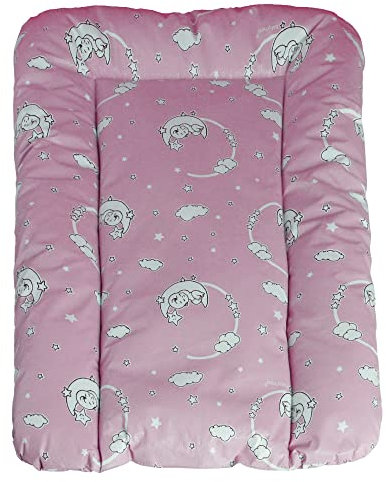 Baby'ness Wasserfest Wickelauflage - 50x70 cm - Hochwertig, Abwischbar, Leicht zu Reinigende - Erweitern Sie Ihren Wickelbereich mit Wickelunterlagen - Mond-Sternchen Rosa
