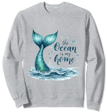 Meerjungfrau Ocean Splash Regenbogen Schwanz Meer Meerjungfrauen Flosse Sweatshirt
