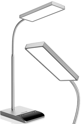 LEPOWER Schreibtischlampe LED Dimmbar 800 LM 12 W Tageslichtlampe Leselampe | Tischlampe mit Augenschutz, 50 Beleuchtungsmodi, Touch-Steuerung, Tischlampe mit kabel, Schwanenhals Leselampe für Büro Lesen