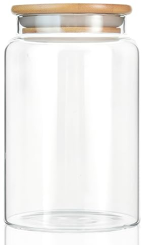 INCETUE Vorratsdosen Glas mit Deckel, 900ML Vorratsgläser mit Luftdicht Bambusdeckel, Deko Küche Glasbehälter für Müsli, Pasta, Nudeln, Mehl, Kaffeebohnen, Overnight Oats - Mittlere