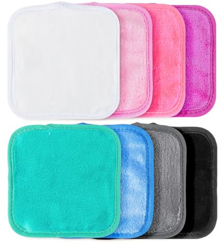 8 Pack Reusable Makeup Remover Pads,Makeup Remover Cloth,Microfibre Face Cloth,Cleaning Cloths for Face,5.9 x 5.9 inch