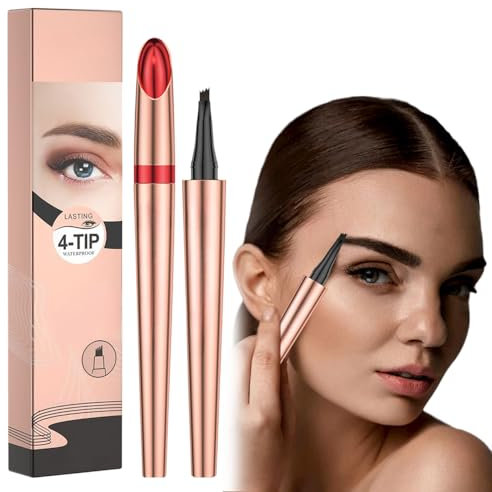 Mikro Wasserdichter Augenbrauenstift mit 4 Gabelspitze Applikator, 2024 Neuest Wasserfester Eyebrow Pencil, Lang anhaltend Wasserfest Erzeugt mühelos natürlich aussehende Brauen (1, A# Schwarz)