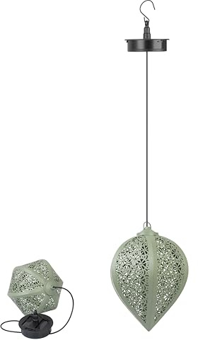 Northpoint LED Solar Metall Hängeleuchte LED Windlicht Dekolampe Dämmerungssensor Schattenspiel orientalisch Grün