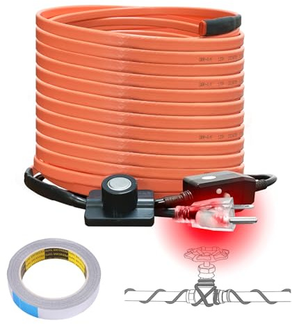 Cupohus Heat Tape for Water Pipes with Thermostat 100FT, Freeze Protection Self-Regulating Heat Trace Cable for Metal, Plastic Home Pipes, Roof and RV