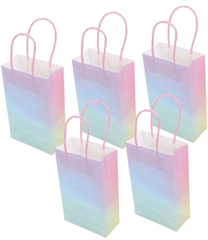Healeved 5stücke Bunte Papiertüten als Geschenktüten für Kleine Artikel Reißfest und Langlebig als Aufbewahrungstüten für Cafés und Bäckereien