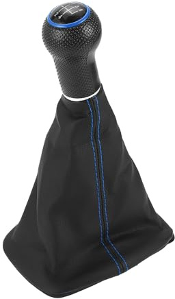 TUCKBOLD Perilla De Cambio De Marchas Manual De 5 Velocidades Para VW Bora | Delantera De Caja De Cambios Automática Palanca De Cambios Negra Azul Plástico Cuero Sintético 1 Pc.
