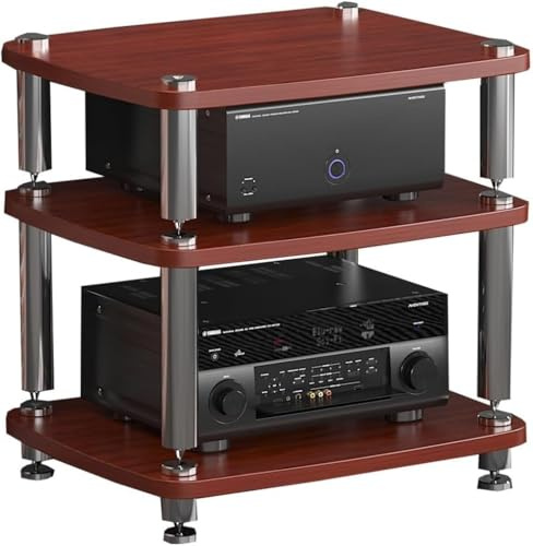 HiFi-Rack Druckerregal 3-stufige Audio/Video Regal Medienständer HiFi-Audioschrank Lautsprecher-Rack Plattenspieler-Regal Offenes Lagerregal Shelf Rack Printer Shelf Für Home Office Kino(Style 3)