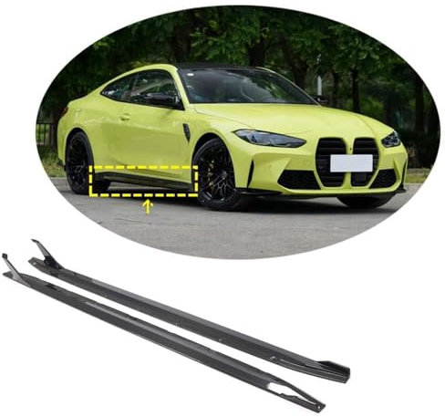 REIJAX Auto Kohlefaser Seitenschweller für BMW 4 Series G82 G83 M4 Coupe 2-Door 2021-2022, Seitenschweller-Verlängerung, Auto Seitenrock, Kratzfest Protektor Zubehör