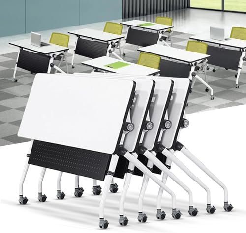 DRFGNF Fuß großer, zusammenklappbarer Konferenztisch mit Klappplatte, großer mobiler Besprechungstisch fürs Büro, moderner Konferenztisch mit leisen Rollen und Eisenwand, ideal zum Lernen und Arbei