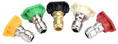 EALRIDV Ugello per idropulitrice, 5 Pezzi Ugelli a connessione Rapida per idropulitrici ad Alta Pressione Angoli di 0° 15° 25° 40° 65° Compatibile con Un Massimo di 4000 PSI