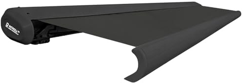 INTELROLL INT500 FULL Cassette Retractable Awning Canopy 4m x 3m / 13’1″ x 9’10” for Garden Patio or Shop Front ELECTRIC Remote GREY Frame Anthracite GREY - Polyester PU Coated Fabric