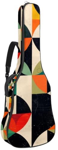 Gitarrentasche mit geometrischem abstraktem Muster, gepolsterter Rucksack für Akustikgitarre, Rucksack mit verstellbaren Schultergurttaschen, Mehrfarbig 04, 42.9x16.9x4.7 in, Lässiger Tagesrucksack