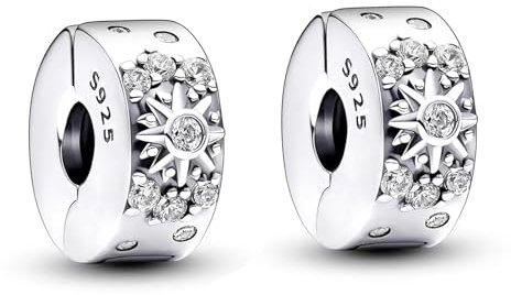 Fokroin 2 Stück Charm Anhänger Damen 925, Charm Anhän-ger, Frauen Armband Halskette Anhänger Set, Kompatibel mit Pandor Europäischen Armbändern und Halskette