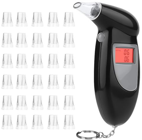 Lutranstra Etilometro Portatile Certificato con 30 Boccali, Alcolometro Elettronico Senza Contatto con Schermo LCD, misuratore di Alcool Portatile, per Uso privato a casa