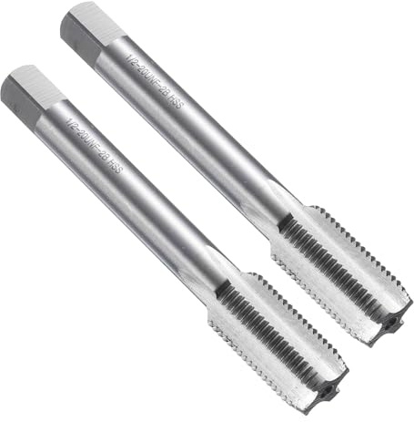 sourcing map 2pcs Straight Flute Thread Tap, 1/2-20 UNF Screw Threading Tapping Tool Thread Milling Machine Taps, High-Speed Steel 6542 (HSS 6542)