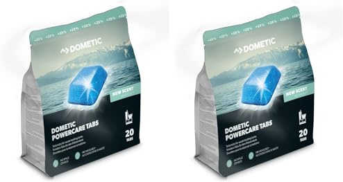 DOMETIC Power-Care für Camping-WCs & Chemietoiletten – Sanitär-Zusatz zersetzt Fäkalien und verhindert unangenehme Gerüche – Alternative zu Sanitärflüssigkeit (20 Tabs für 20 Tankfüllungen), 500 g