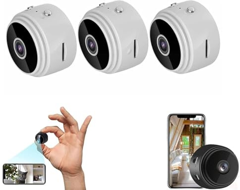 Secretscope Mini caméra de sécurité magnétique, Wi-Fi, caméra extérieure sans fil, avec fonction de vision nocturne pour la maison et le bureau, (blanc, 3 pièces)