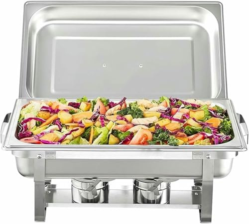WJYTDHIQS Lot de 4 Chauffe Plat, Chafing Dish Buffet 9 L, Chauffant Chauffe Plat en Acier INOX Alimentaire avec Cadre Pliable, pour Fêtes, Mariage, Banquets, Restauration