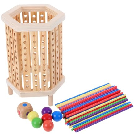 WOONEKY Montessori Holzspielzeug Bunte Holzstäbchen Pädagogisches Lernspielzeug für Kleinkinder Holzbaukasten Fördert Gehirnentwicklung Handliches Kognitives Spiel für Drinnen und Draußen