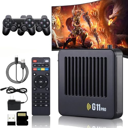 Retrowave, 2025 New Retrowave G11 Pro, Retro Wave G11 Pro 100000 Games with 2/4 Wireless Dual Controllers, 4k Portable Plug & Play Video Games (128G,2 Controllers)