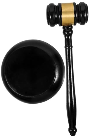Black Wooden Judge's Hammer for Meetings and Auction Sale Use | Fine Grinding Finish, No Burr Edges, Single Set Format, Compact Desk Accessory for Office Use