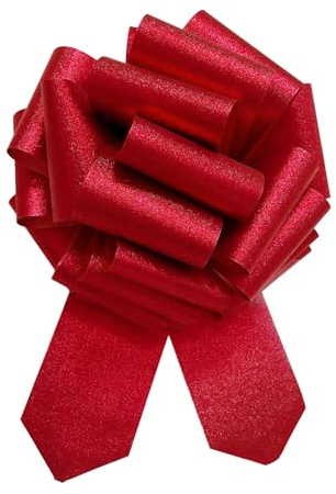 ARWIG Grande Fiocco Rosso 30 cm, Nastri per Regalo, Fiocco a Tiro per Matrimonio, Auto, Cesti, Porta, Decorazioni Natalizie, Rosso Opaco