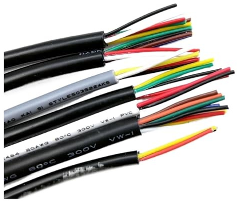 Câble en cuivre gainé de 5M, 30awg-14awg, noir et blanc, 2 3 4 5 6 7 8 10 cœurs, ligne USB souple, fils de commande Audio électrique UL2464(Black 18AWG,5M_6CORES)