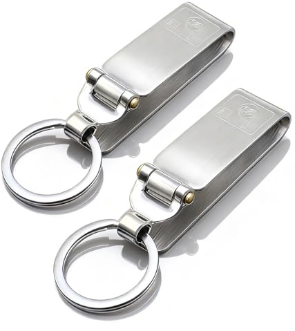 Linwnil Stainless Steel Keyring Security Belt Clip Key Chain,used in sports pants, clothes pockets,belt,Durable Multi-ring Key Holder (2)