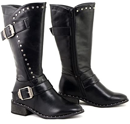 Milwaukee Leather MBL9423 Women's Black Studded Fashion Casual Boots with Studded Outsole - 9
