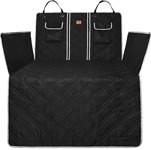 AMZPET Kofferraumwanne für Hunde - Wasserdichter - Kratzfeste Hunde-Kofferraumwanne mit Durchreiche für die Armlehne und 2 Aufbewahrungstaschen - Gesteppte Kofferraumwannen - 59 x 127 x 100 cm