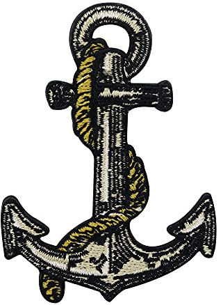Finally Home Grauer Anker Patch zum Aufbügeln - Maritim Aufnäher | Motiv für Meer - Fans: Schiff, Boot, Wasser, Schiff & Welle. Als Bügelbild für Tasche & Jacke.